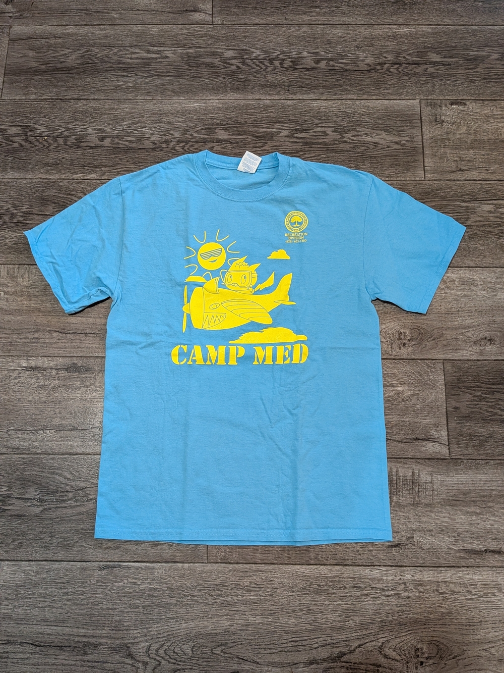 Men's Tee M Blue/Yellow Double-Sided Graphic T-Shirt